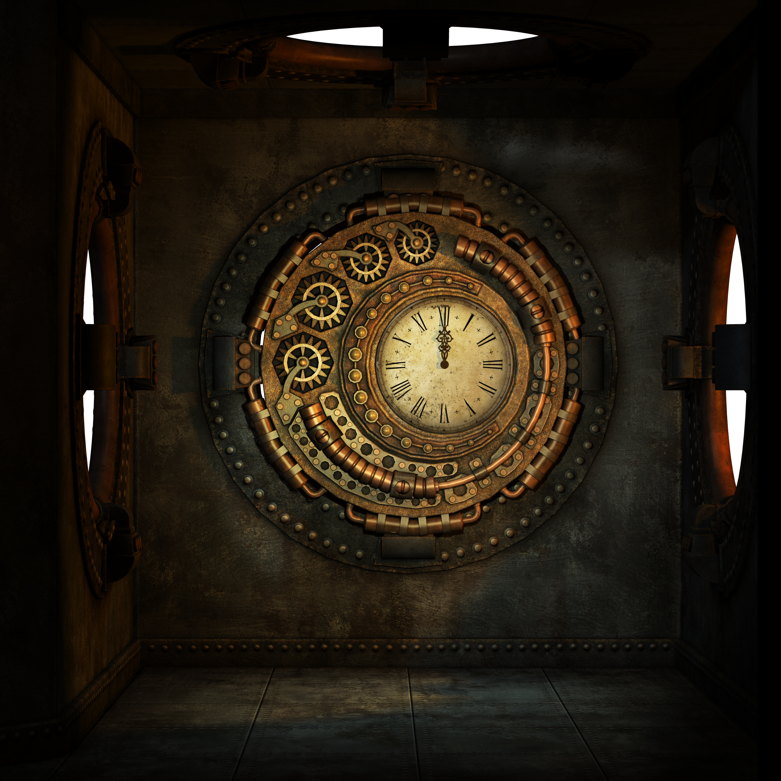 steampunk, clock, clockwork
